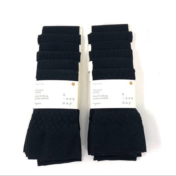 A New Day Black Opaque & Textured Trouser Socks 12 Pairs